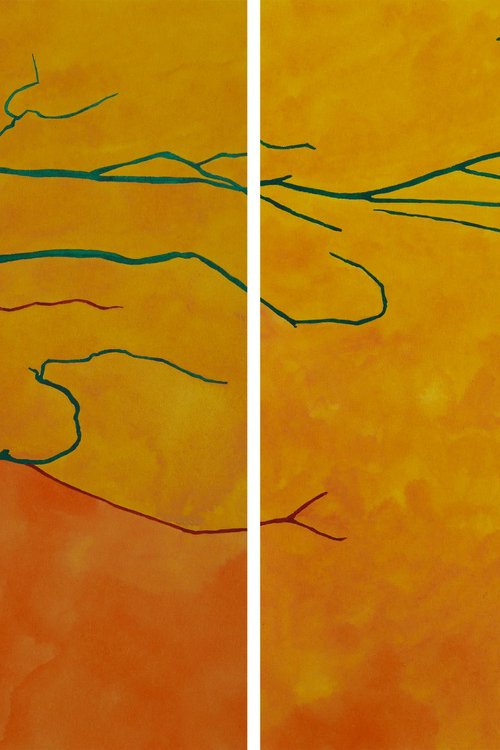 Diptych Norwegian Autumn Fog by Karina Danylchuk