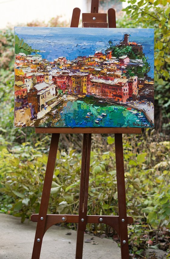 Italy - Original impasto landscape painting textured Oil painting Italy wall art