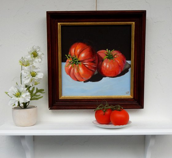 Ripe tomatoes. Still life, 25x25cm