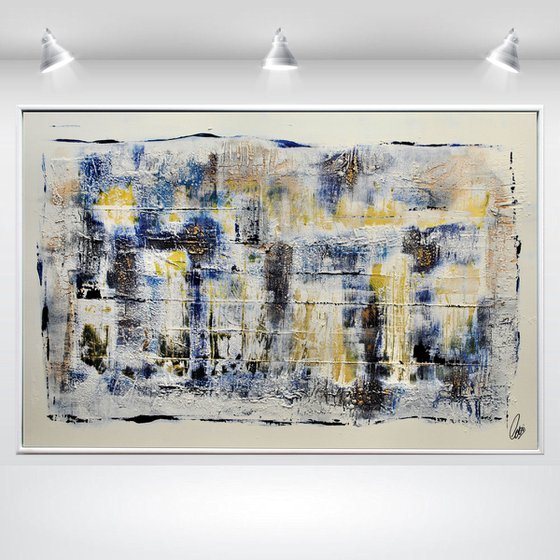 Golden Water - Abstract Art - Acrylic Painting - Canvas Art - Framed Painting - Abstract Painting - Industrial Art