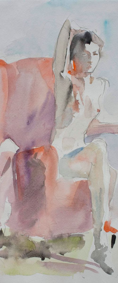 sitting nude #2 by Irina Bibik-Chkolian