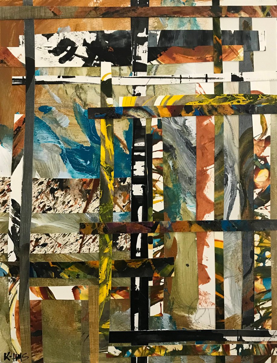 Abstract Collage By Kris Haas, 11 X 14", Fallen, Original Artwork