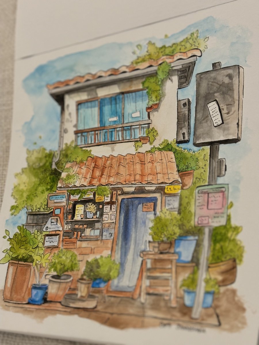 Dipti Janardhana | Original Watercolour | Tea Shop | 20 X 20Cm | Artwork For Sale On Artfinder