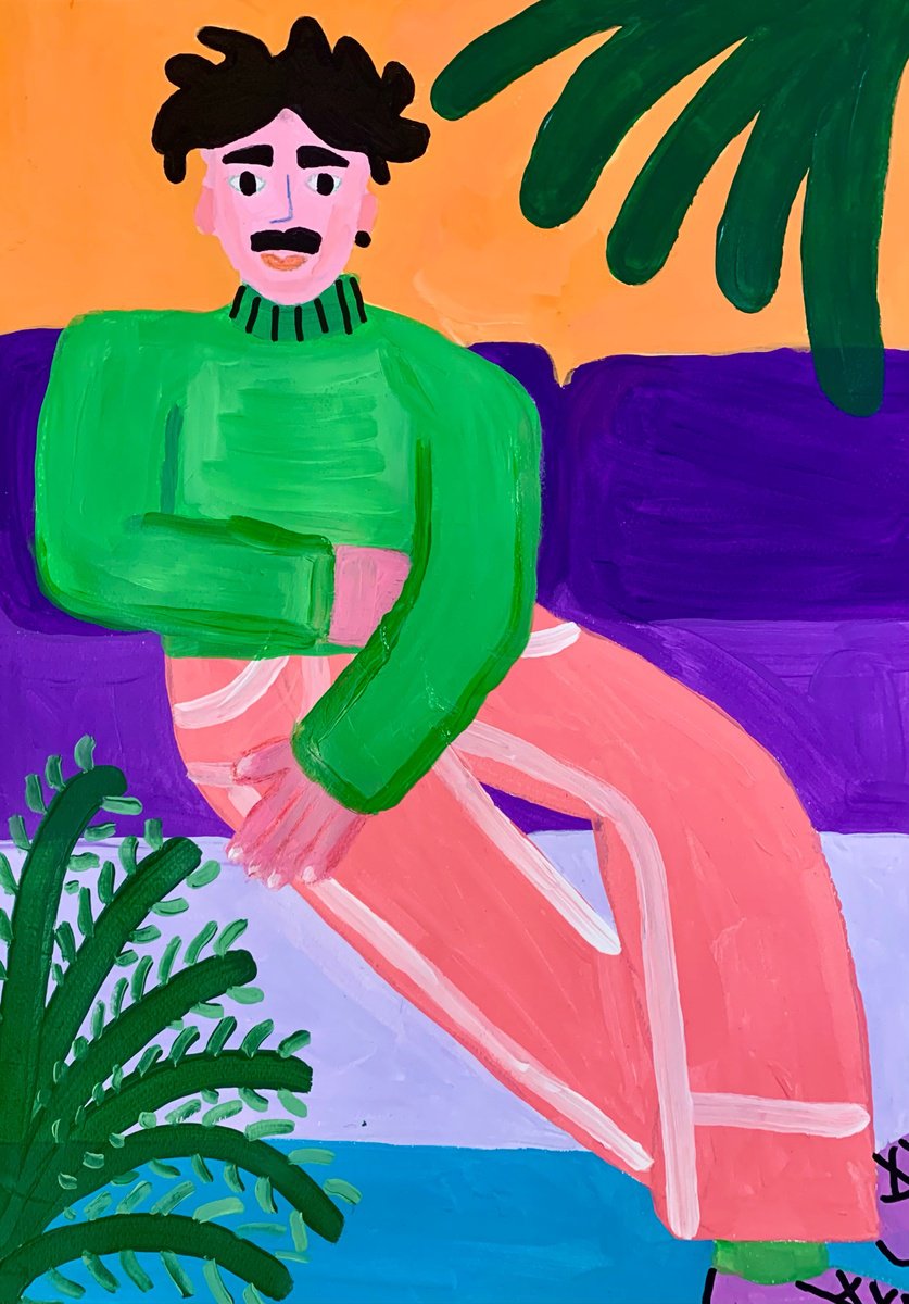 Urban And Pop Portrait Acrylic Painting By Aurora Camaiani, 14 X 20, Bahamas, Original Artwork