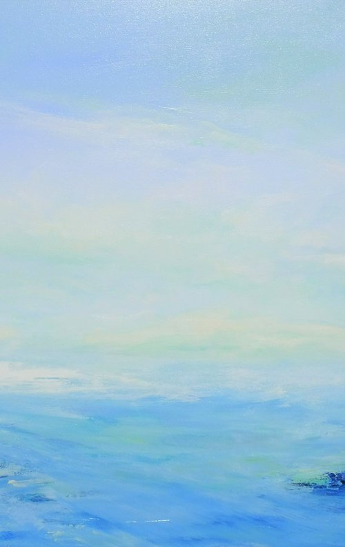 SALTWATER. Abstract Blue Ocean Waves Acrylic Painting on Canvas, Contemporary Seascape, Coastal Art by Sveta Osborne