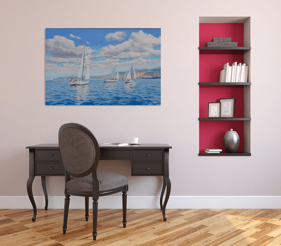 Seascape with Sailboats