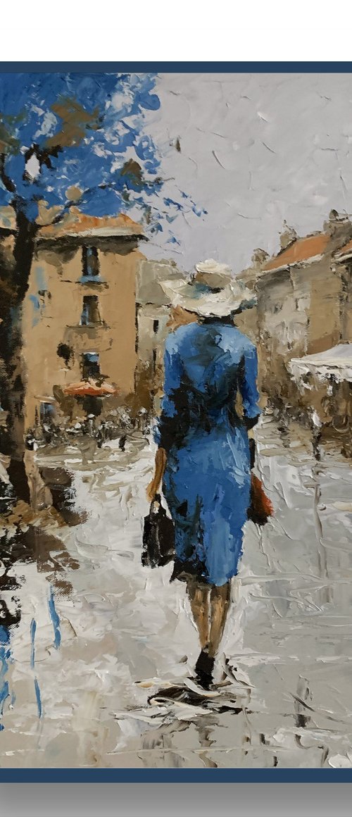 Woman in Blue, Street Scene. by Vita Schagen