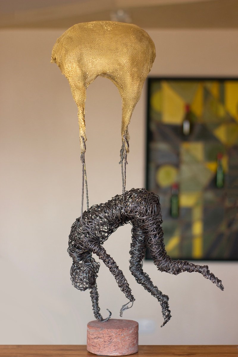 Expressive Portrait Sculpture By Karen Axikyan, 12 X 26", Zero Gravity, Original Artwork