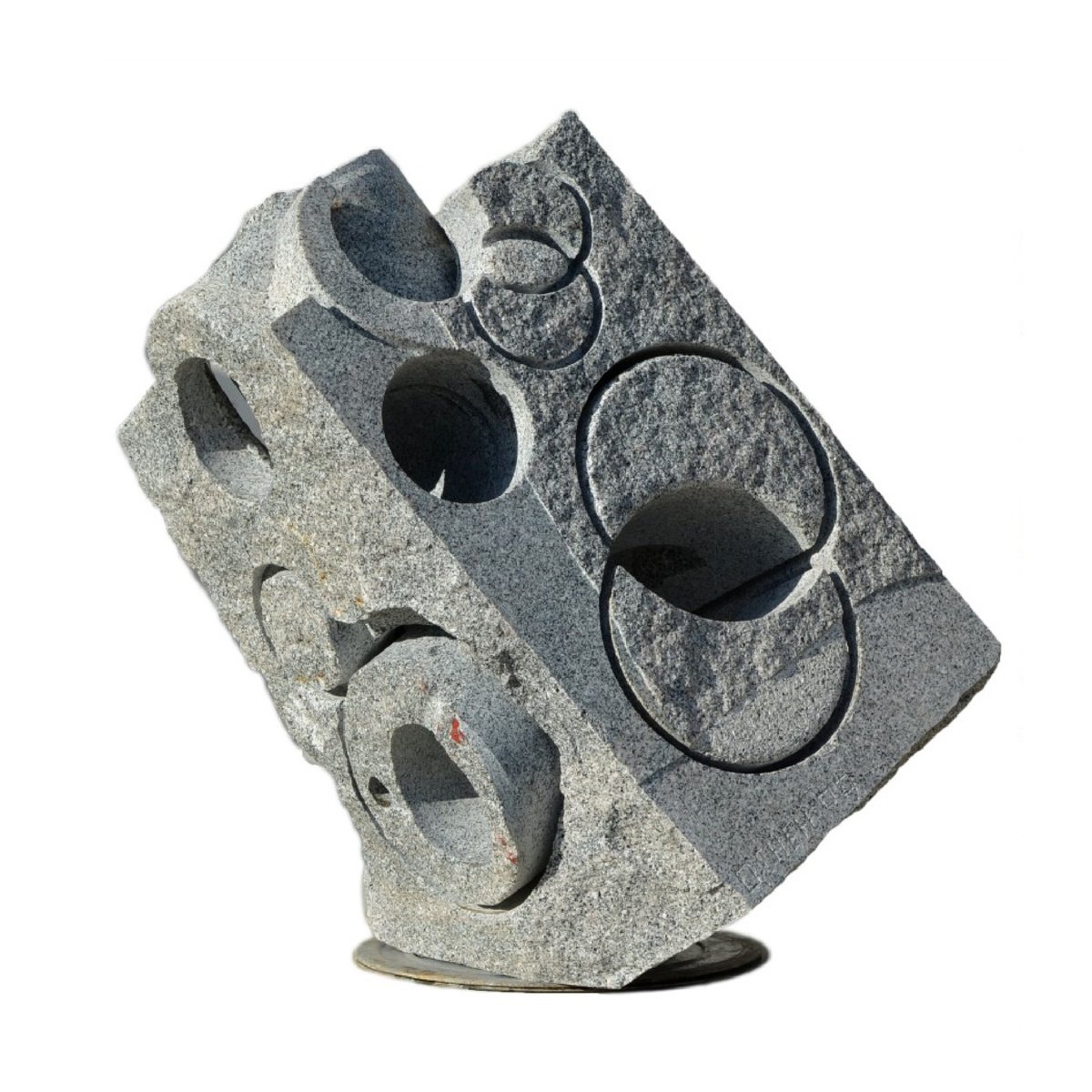Geometric Abstract Stone Sculpture By Ognyan Chitakov, 28 X 28", "Geometry", Original Artwork