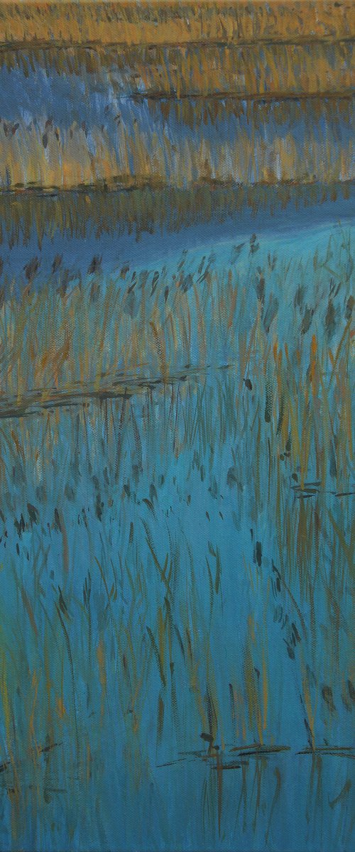 Grasses, Water, Reflections – Trave, voda, odsevi, 2021, acrylic on canvas, 60 x 40 cm by Alenka Koderman