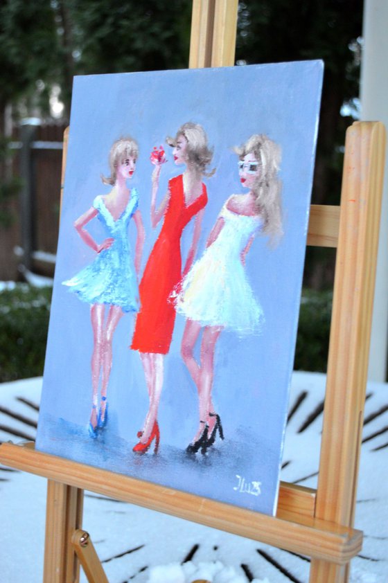 3 funny fashionistas.  Miniature Gift Art