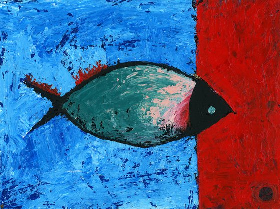 Fish On Red And Blue