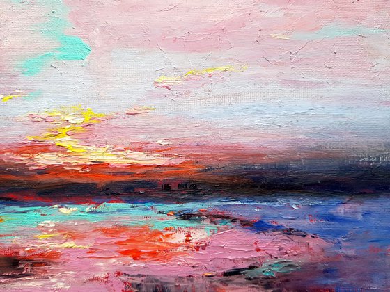 Beyond the dream - 24 x 30 cm abstract landscape oil painting (2019)