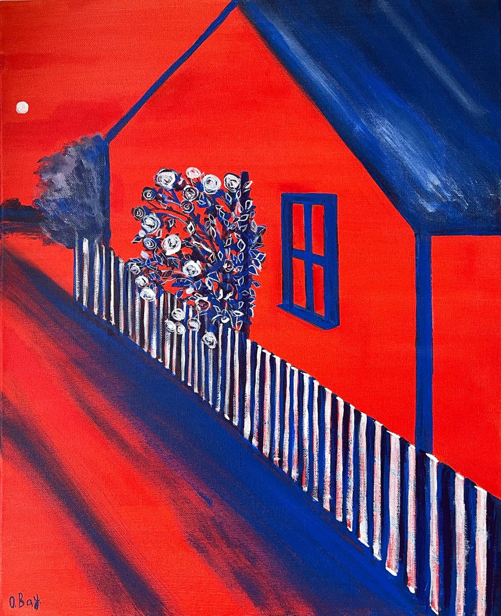 Acrylic Painting , Roses Near Home By Olesya Bay, 16 X 20, Artwork For Sale On Artfinder