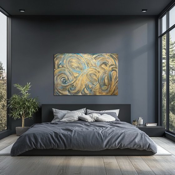 Golden waves 80x120x2 cm