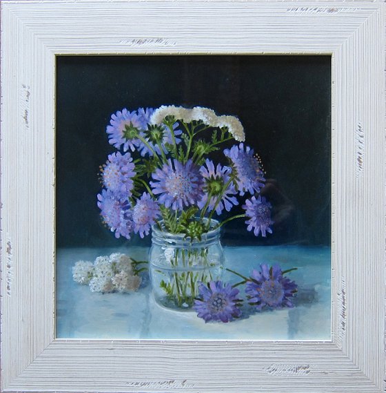 Chicory Flowers and Yarrow in a Jamjar