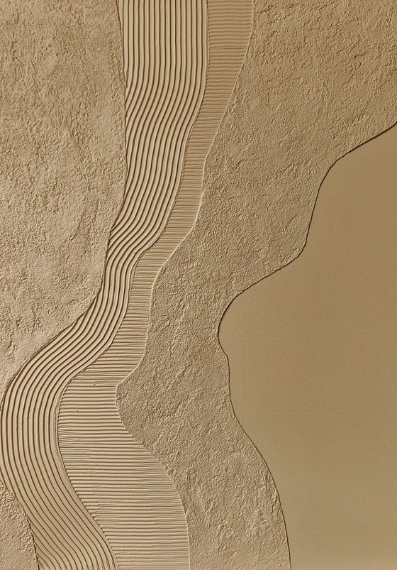 "Nile" Beige abstract high textured art