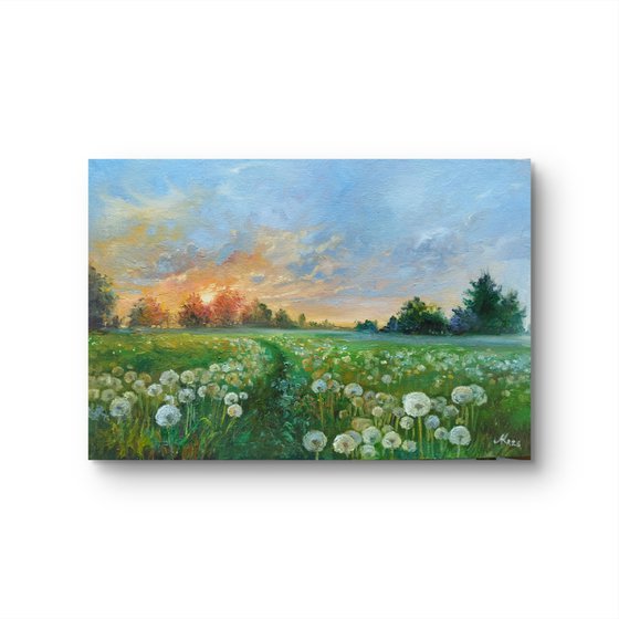 Landscape with dandelions