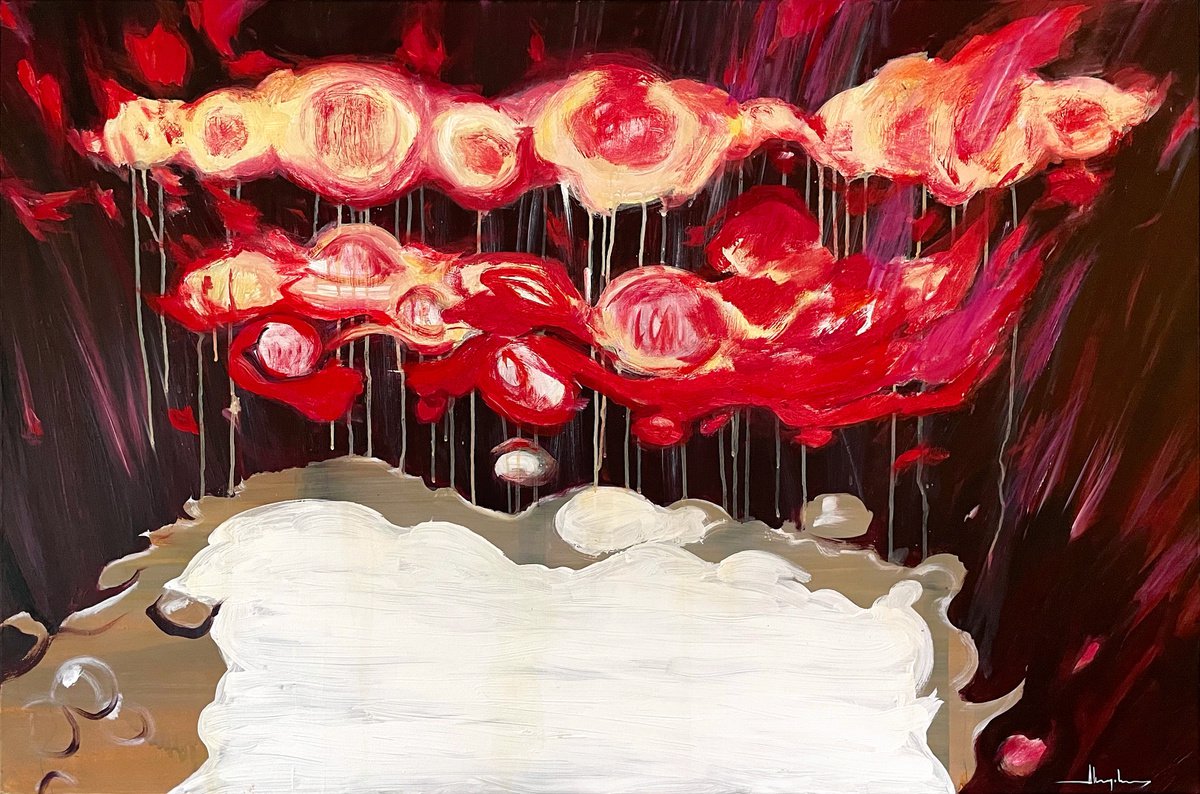 Expressive Abstract Oil Painting By Alex Nizovsky, 60 X 40, Kabob House, Original Artwork