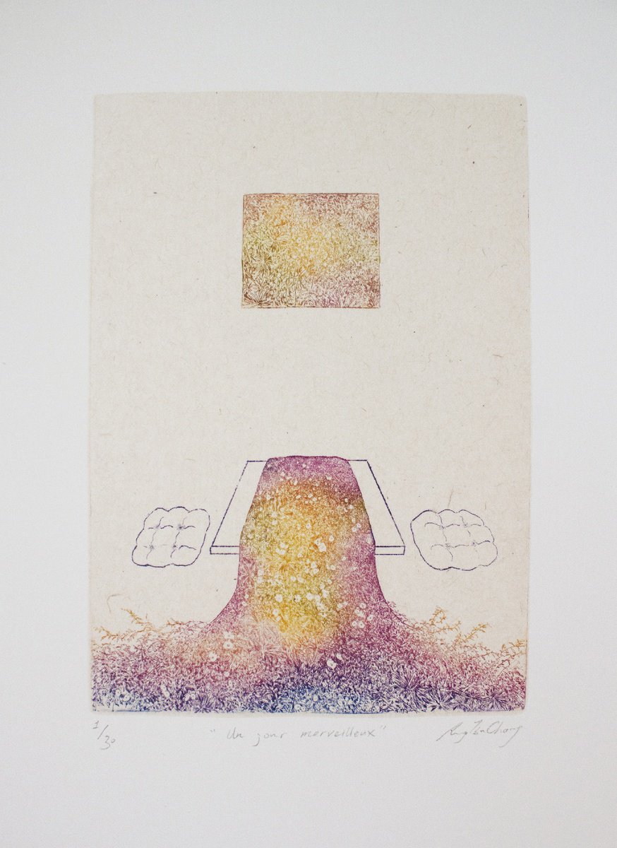 Impressionistic Botanical Etchings & Engravings By Rung Tsu Chang, 7 X 9", Un Jour Merveilleux, Original Artwork