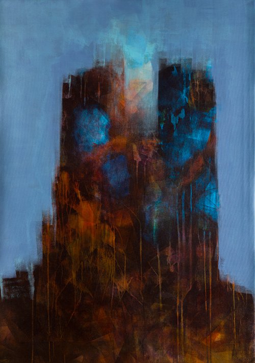The cathedral n°7 - modern surrealistic - contemporary painting - UNSTRETCHED LARGE ARTWORK by Fabienne Monestier