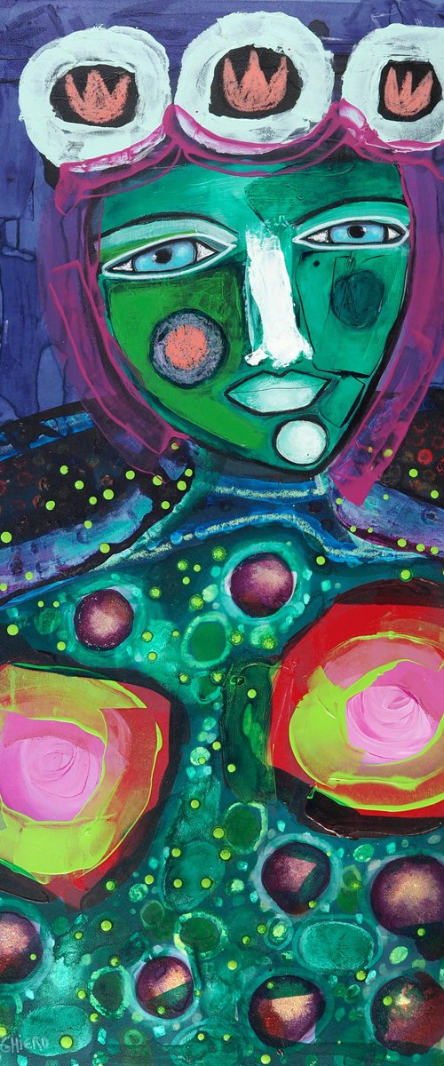 Goddess Brigid - Folk Art Portrait by Sara Rodighiero