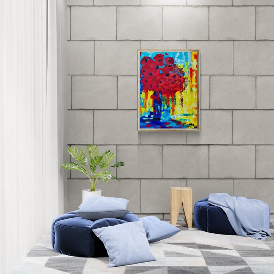 Crimson Bouquet in Blue