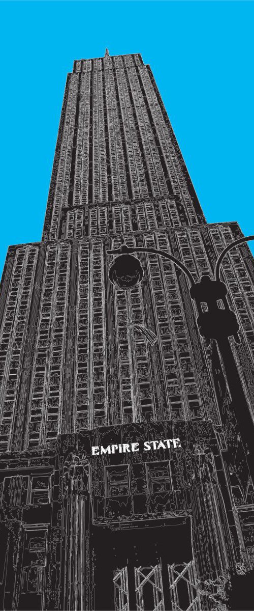 Empire State Building 2 NY on blue by Keith Dodd