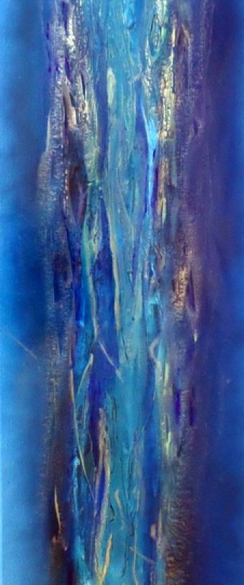 Blue abstract waves  by Linda Collins Lamb