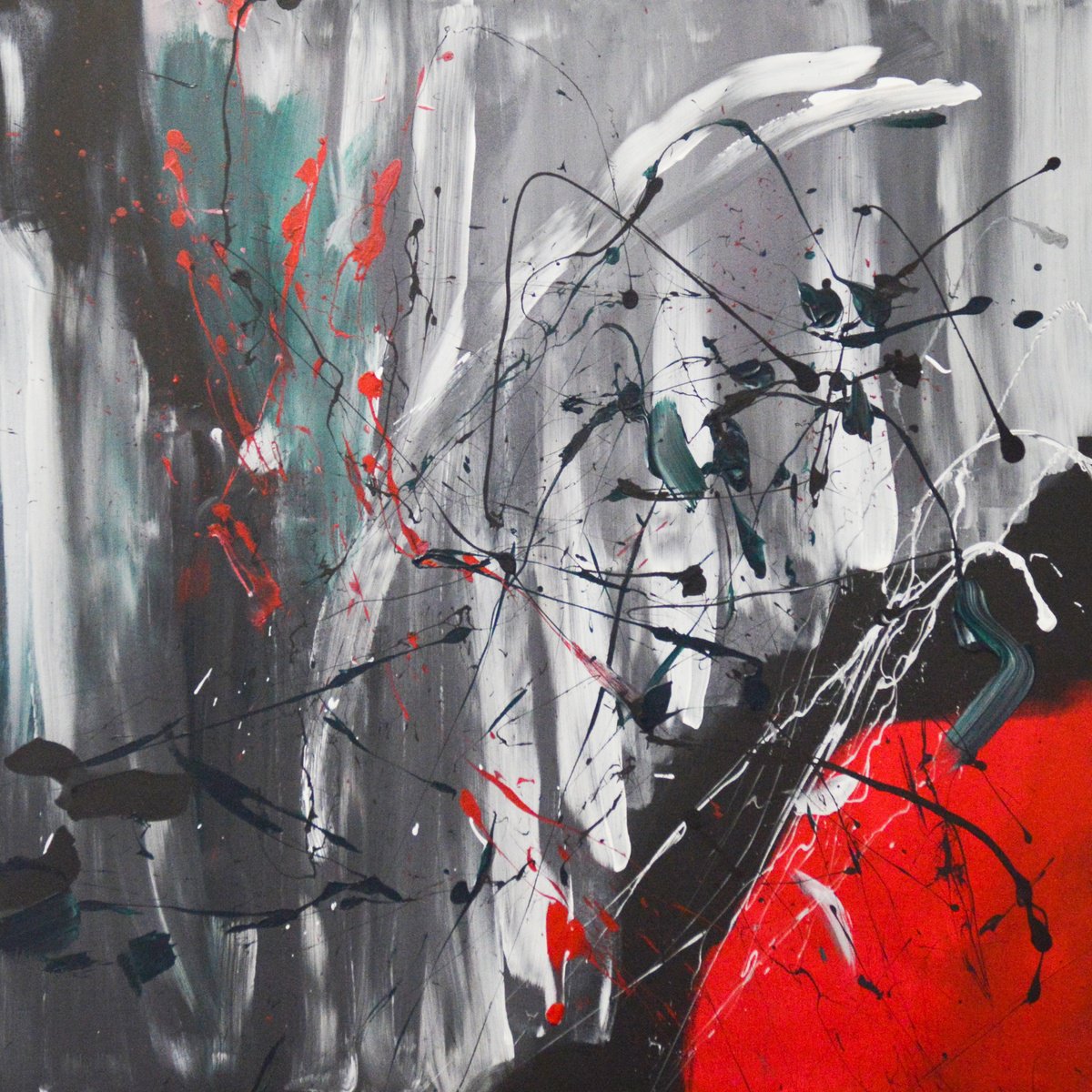 Organic Abstract Oil Painting By Roman Sedlak, 28 X 28", Into The Red Abyss, Original Artwork