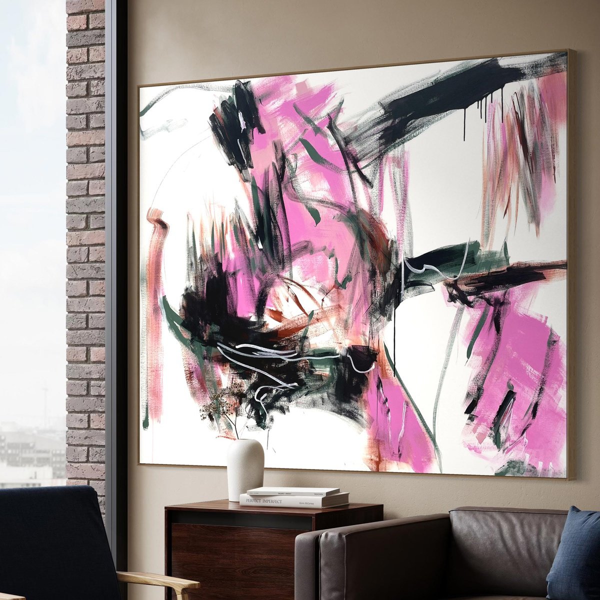 Expressive Abstract Acrylic Painting By Cheryl Harrison, 67 X 55, Punch