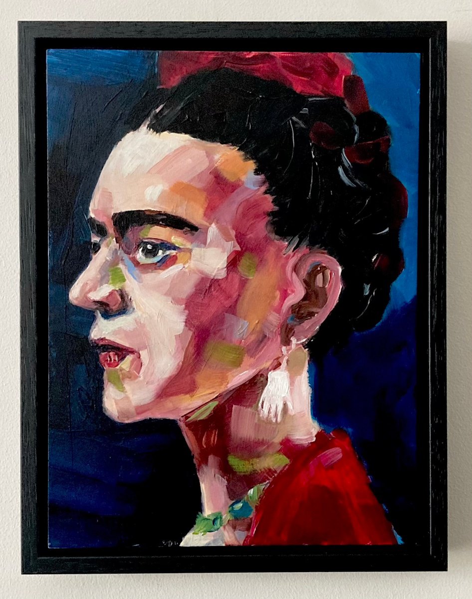Expressive Portrait Oil Painting By Sarah Bale, 8 X 11", Frida, Original Artwork