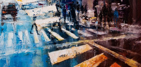 "Mirror crosswalk", cityscape, surrealism, abstraction