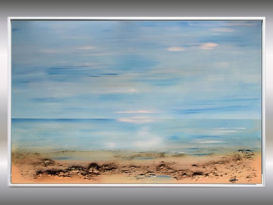 Peaceful Sea  - Abstract Art - Acrylic Painting - Canvas Art - Framed Painting - Abstract Sea Painting - Ready to Hang