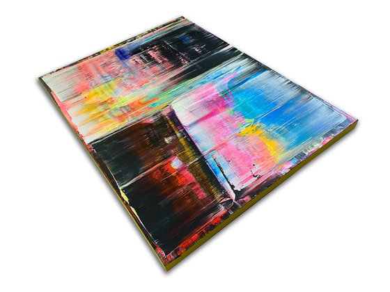 "We're All Mad Here" - Save As A Series - Original PMS Large Abstract Acrylic Painting Triptych On Canvas - 100" x 40"