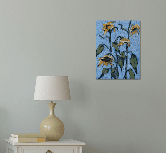 Sunflowers on Blue