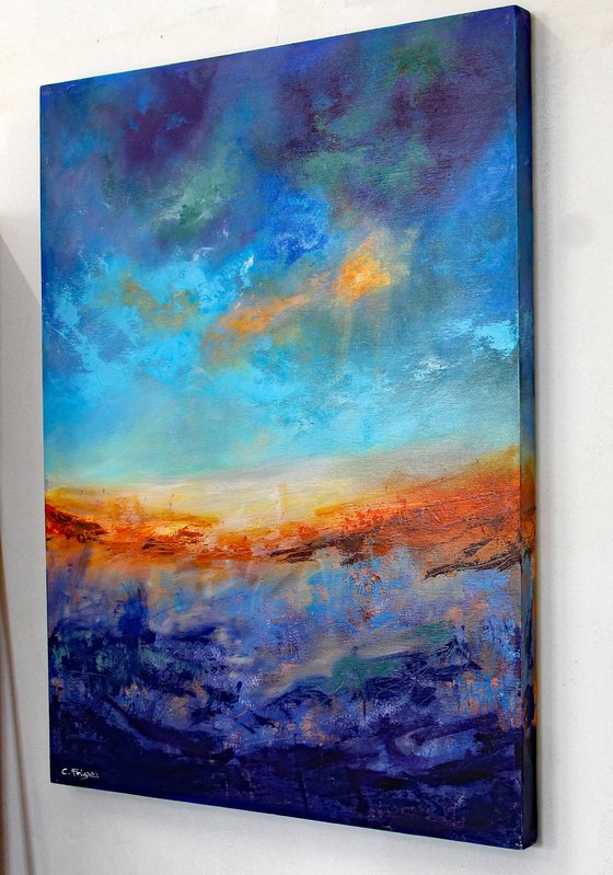 Moody Lavender - Large original abstract landscape