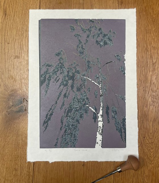 Birch Tree Linocut Print