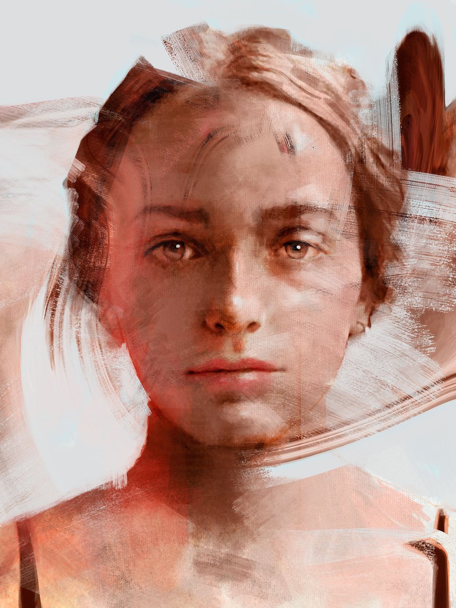 Impressionistic Portrait Acrylic Painting By Dario Moschetta, 24 X 31, Portrait 427.2020, Original Artwork