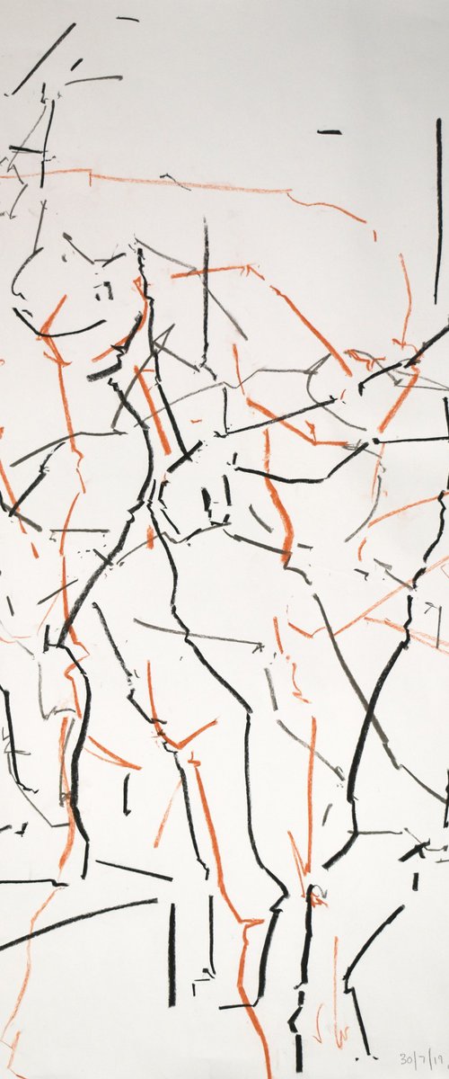 Study of a female and male Nude figures - Life Drawing No 503 by Ian McKay