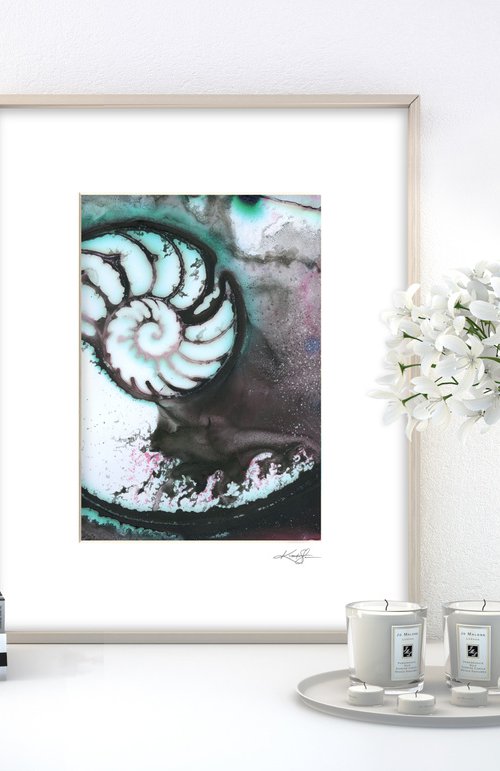 Secrets From The Deep 12 -  Mixed Media Nautilus Shell Painting by Kathy Morton Stanion by Kathy Morton Stanion