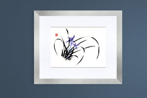 Purple orchids - Oriental Chinese Ink Painting