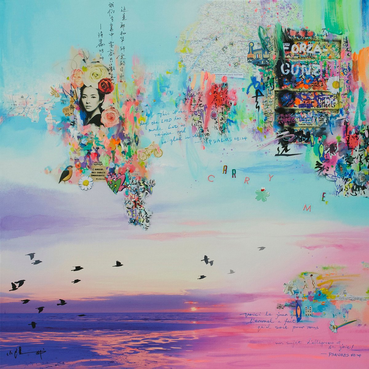 Abstract Painting By Xiaoyang Galas, 24 X 24", Carry Me, Original Artwork