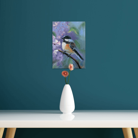 Bird in a Blooming Garden