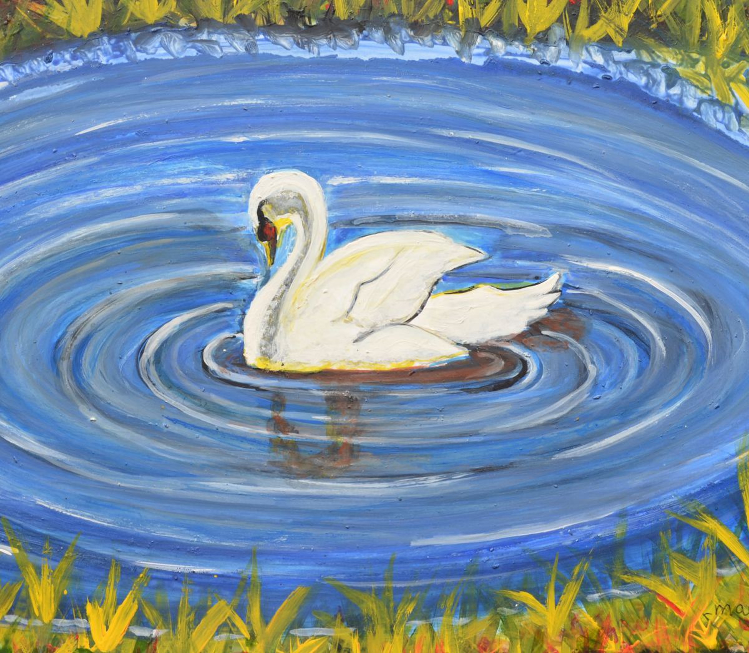 Reduce For Sale Majestic Swan Colorful Painting Artfinder