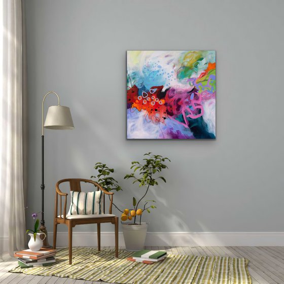 J’ai envie de rêver en couleurs - Original bold abstract on canvas - Ready to hang