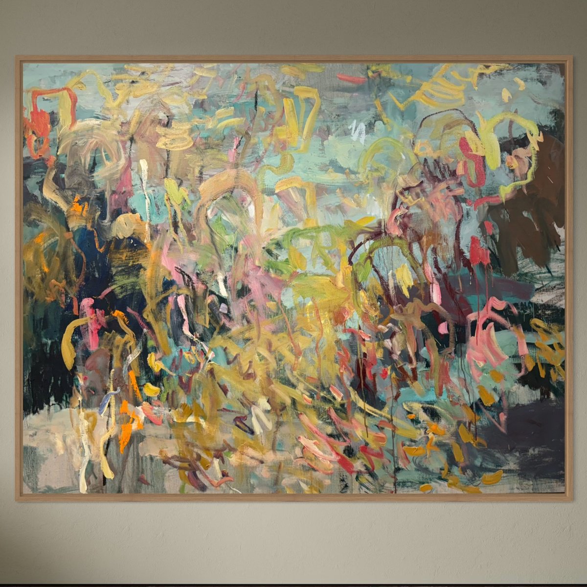 Expressive Abstract Oil Painting By Lilia Orlova-Holmes, 59 X 47", Autumn Rhythm, Original Artwork