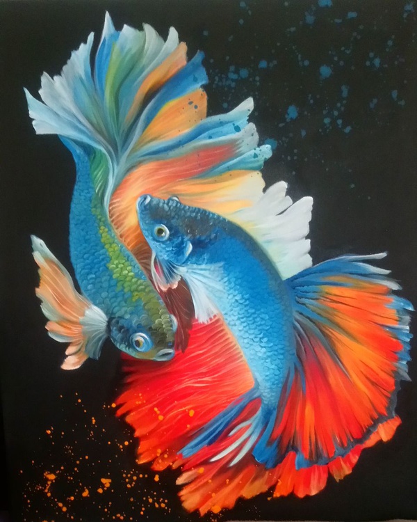 Betta Fish Oil Painting By Teodora Mitova Tea Artfinder