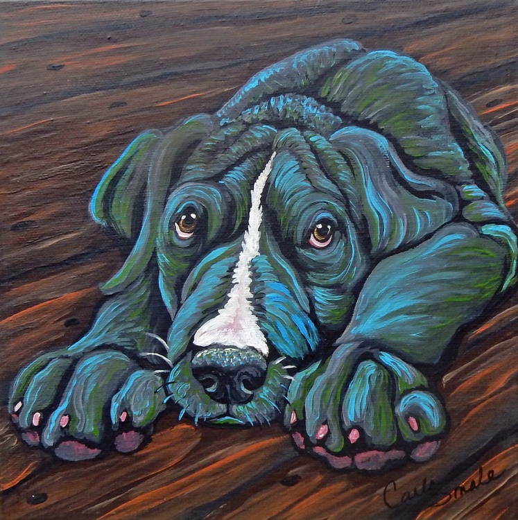 Great Dane Dog Art Painting 8 X 8 Inches Stretch Artfinder