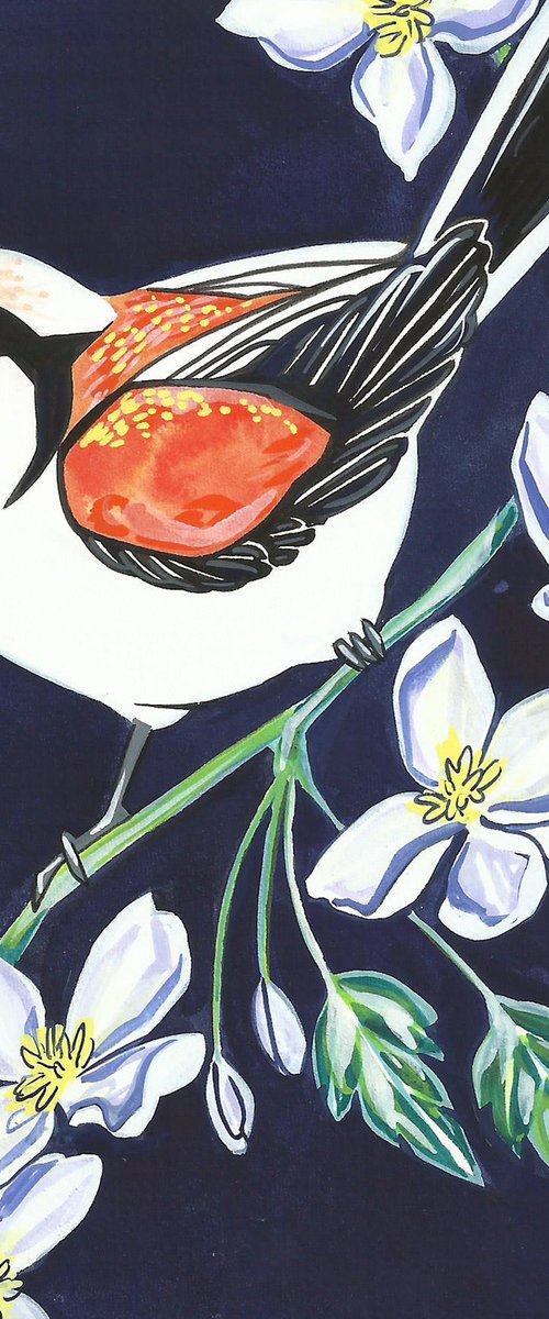 Long Tailed Tit and Clematis by Fran Giffard